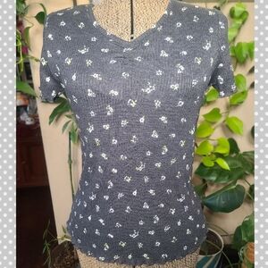 art class girls floral cinch front lettuce edge t-shirt size XL (14/16)